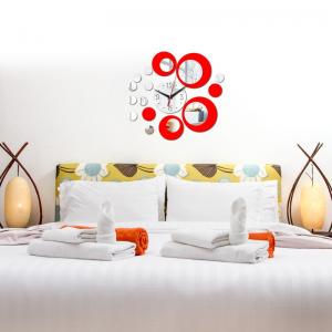 Hot Sale Circle Wall Clocks Mirror Acrylic 3D Wall Clock Silver Mirror diy Clock