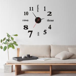 Novelty modern design home decorative wall sticker clock 3D frameless large DIY wall clock